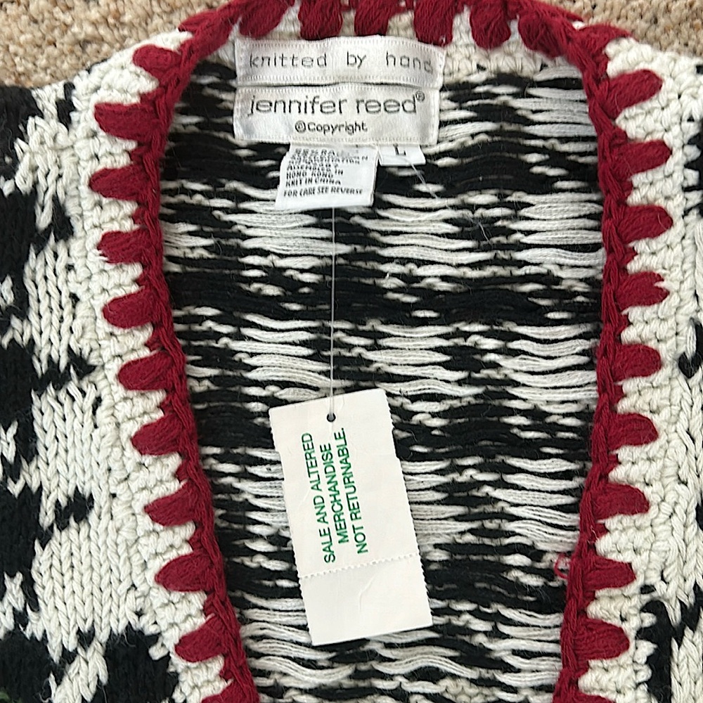 Jennifer Reed NWT Beautiful Hand Knit Floral Long Sleeve Sweater Top *Sz L*🌸🌺 - Picture 4 of 5